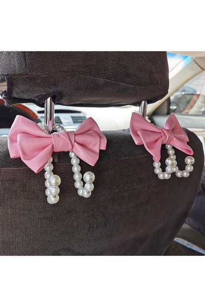 Choice1 2pcs Cute Bowknot Car Hook Elegant Alloy Pearl Car Organizer Clip Car...