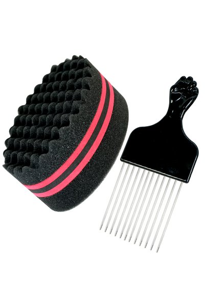 Choice TZ-K5-SS24 2-in-1 Afro Hair Styling Set: Curl Sponge & Stainless Steel...