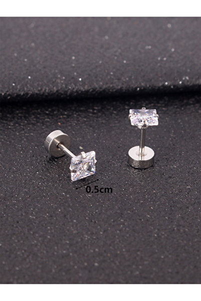 Choice 1 pair 5mm 1-5pairs Simple Square Stainless Steel Stud Earrings For Me...