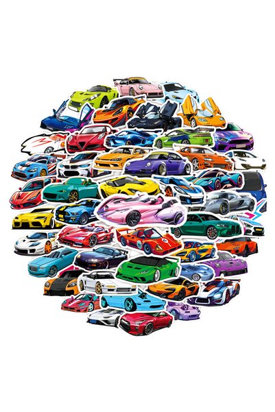 Choice 50pcs 50Pcs Cartoon Supercar Retrofit Racing Stickers Cool Kid Decals ...
