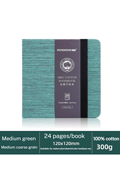 Choice20 12cm medium green POTENTATE 100% Cotton Watercolor Book 300g 24Sheet...