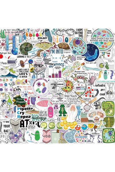 Choice 100PCS 100Pcs Science Biology Lab Chemistry Waterproof Stickers Kids T...