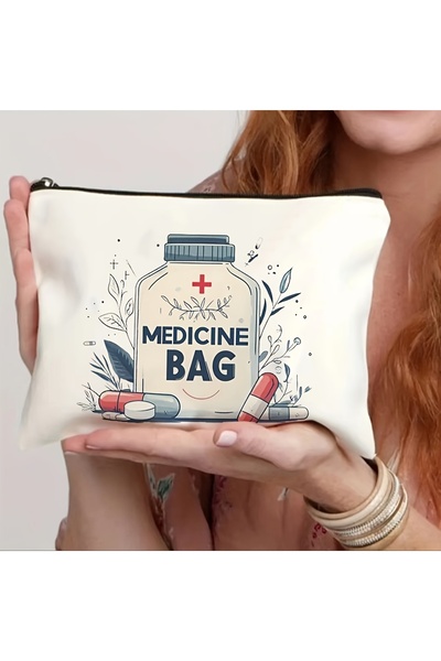 Choice Beige Canvas Medicine Bag, Casual Style, Beige Zipper Travel Bag, Idea...