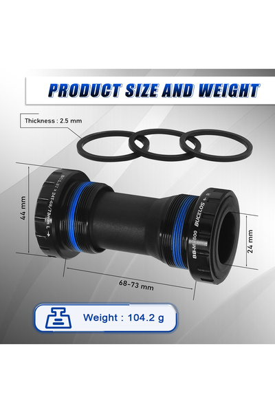 BUCKLOS MH500-BLACK 24mm Bike Bottom Bracket Threaded BSA BB68/73 Bicycle BB ...