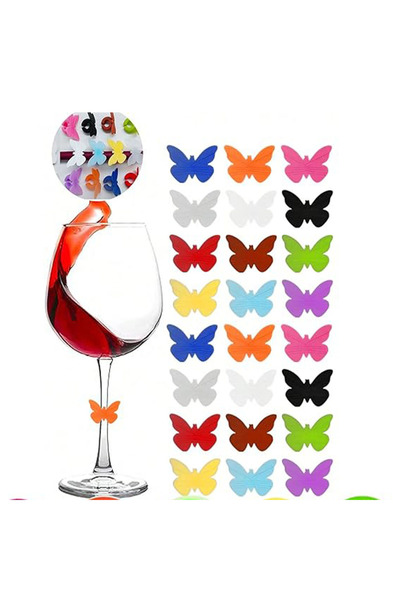 choice2 random 12 pcs Silicone Wine Glass Charms and Coasters Set, Drink Mark...