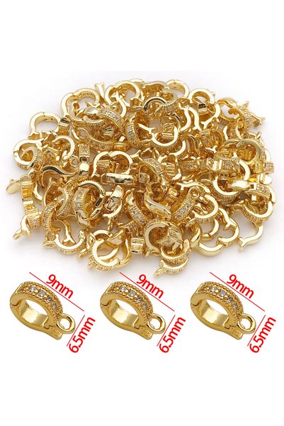 Choice3 Style 2 5pcs 18K Real Gold Plated Brass Inlay Zircon Hinged Charms En...