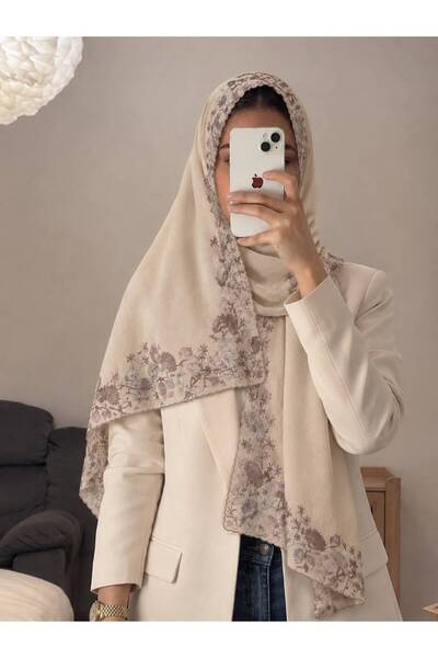 Veil Designer Beige Embroidery Three-Cornered Fabric Veil Japanese Veil Two L...