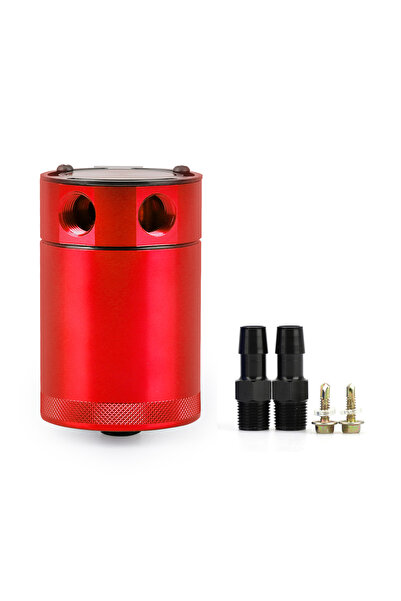 Choice1 Red Oil Catch Can Baffled Aluminum 2 Port Reservoir 300ml Breather Ta...