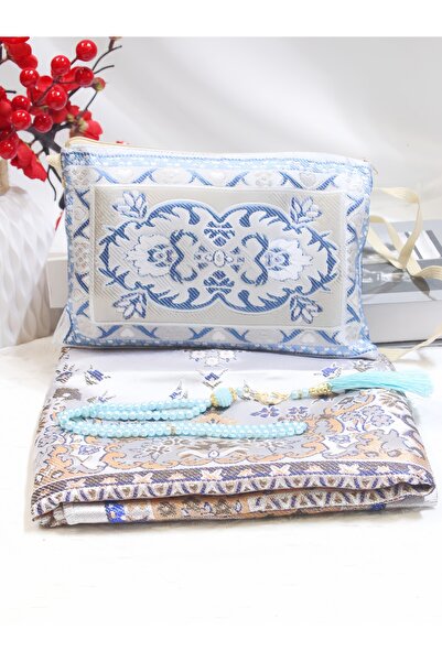 Choice 70CMx110CM blue 3pcs/1set Muslim Prayer Rug With Prayer Beads and Port...