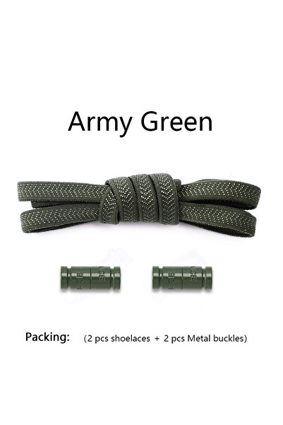 Choice Army green Colorful Capsule Lock Shoelaces Without ties Elastic Laces ...
