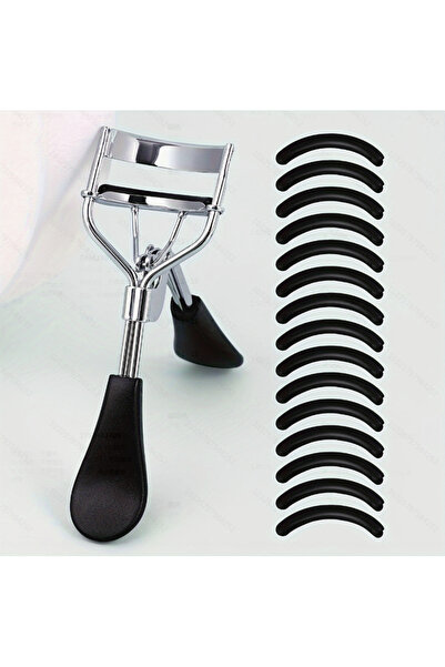 Choice Silver Black Portable Eyelash Curler with 15 Silicone Pads and Stainle...