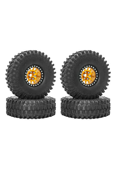 Choice 4pcs Golden Metal 1.9 Beadlock Wheel Rim Tires Set for 1/10 RC Crawler...