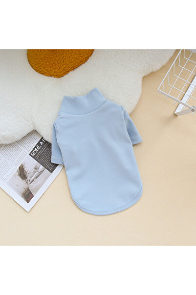 Choice20 M Blue Autumn and Winter Pet Solid Color Warm Hoodie Bottom Shirt Si...