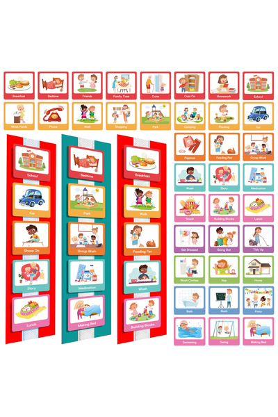 Choice Colorful 60 Pcs Visual Schedule Visual Wall Planner Daily Routine Char...