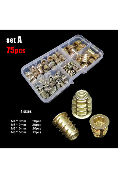 Choice1 set A 75pcs M4 M5 M6 M8 M10 Thickened Furniture Embedded Insert Nut S...