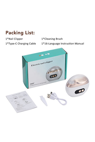 Choice Type-C Cable White Set Electric Nail Clipper 2 in 1 Automatic Trimmer ...