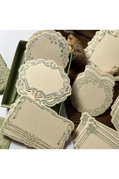Choice 1 box green Vintage Embossed Note Cards with Floral & Geometric Design...