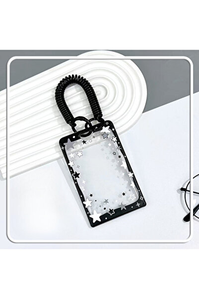 Choice black Star Sliding Cover Card Holder Transparent Portable ID Protector...