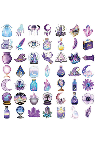 Choice 50PCS 50PCS Transparent INS Magic Witch Holographic Sticker Pack - Wat...