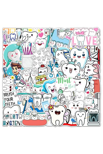 Choice 50PCS 10/30/50pcs Cute Dentist Protect Tooth Stickers Funny Toothbrush...