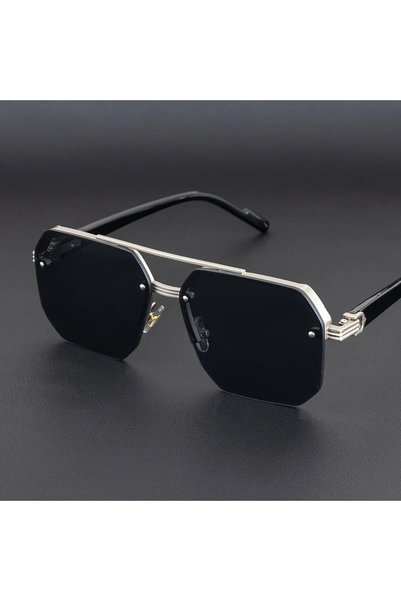 Choice3 C2 Men's Metal Sunglasses Square Half Frame Rice Nails Casual Trend G...