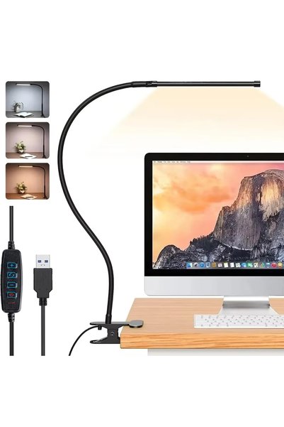 Choice 40cm Height White 10W LED Desk Lamp with Clamp Dimmable Clip On Readin...