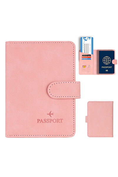 Choice7 Pink Simple Travel Passport Holder Cover Case Wallet RFID Blocking Bu...