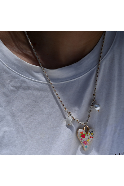 Choice white rope Handmade Knotted Rope Heart Pendant Necklace Fashion Sweate...