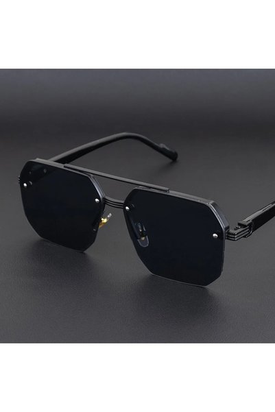 choice2 C3 Men's Metal Sunglasses Square Half Frame Rice Nails Casual Trend G...