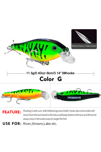 Choice COLOR G PROBEROS 1pc Simulation Floating Crankbait Fishing Lure, 11.5g...
