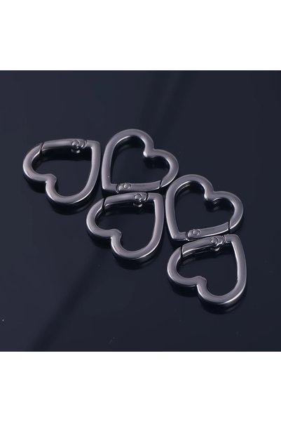Choice4 Gunmetal 5Pcs Metal Heart Shape Ring Openable Keyring Leather Craft B...