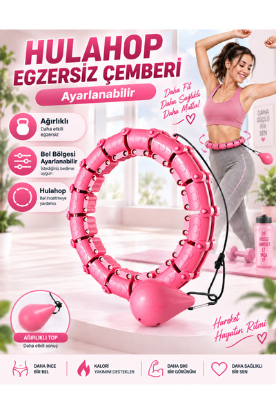 Hubstein Hulahop Egzersiz Çemberi - Egzersiz Halkası - Ağırlıklı - Bel Bölges...