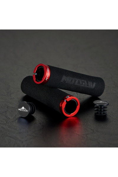 Choice Red Bike Handlebar Grips Single Lock on Bicycle Handle Bar Soft Non-Sl...