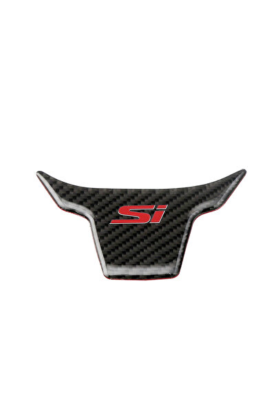 Choice Black Car Steering Wheel Carbon Fiber Pattern Trim Si Emblem ABS Stick...