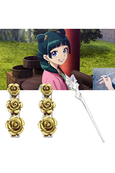 Choice set The Apothecary Diaries Cute MaoMao Hair Clip Gold Rose Hair Access...