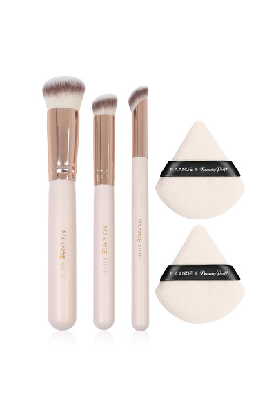 Choice1 مجموعة فرش مكياج من 3 قطع من Apricot Maange + 2 قطعة من إسفنجة البودر...