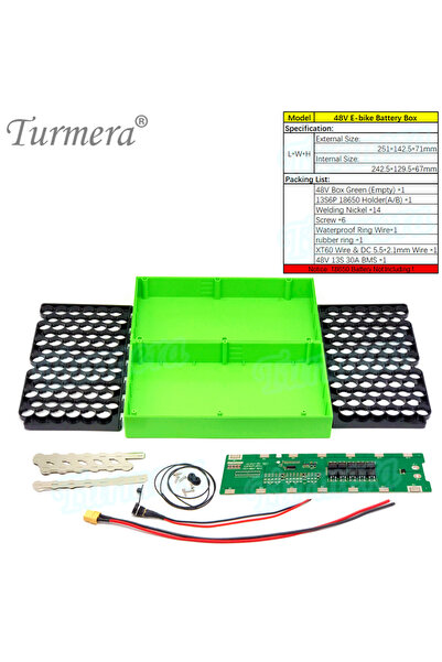 Choice Green BMS Wire Turmera 13S 48V 52V E-bike Battery Box 13S6P 18650 Hold...