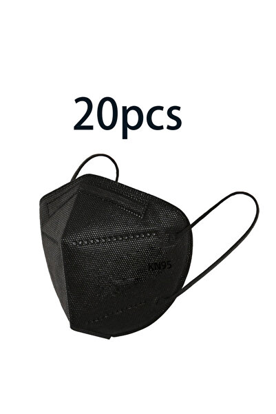 Choice Black-20pcs 20/40/60pcs White and Black 5-Layer KN95 Masks, with Breat...