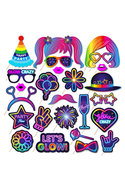 Choice PZ245 Glow Crazy Party Photo Booth Props Music Club Colorful Graffiti ...