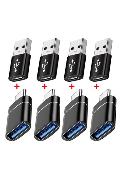 Choice أسود، 4 مجموعات (قطعتان) من محول شاحن USB 3.0 إلى Type C OTG، موصل Typ...