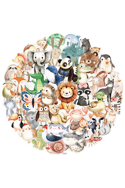 Choice 50pcs 50Pcs Transparent PET Watercolor Animal Stickers DIY Luggage Ska...