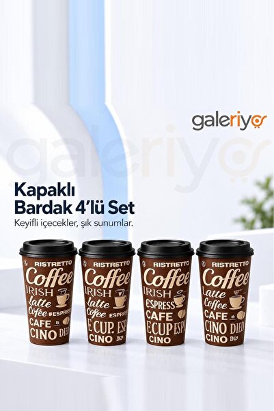 Galeriyo Kahve Bardağı Coffe Desenli 4 Adet