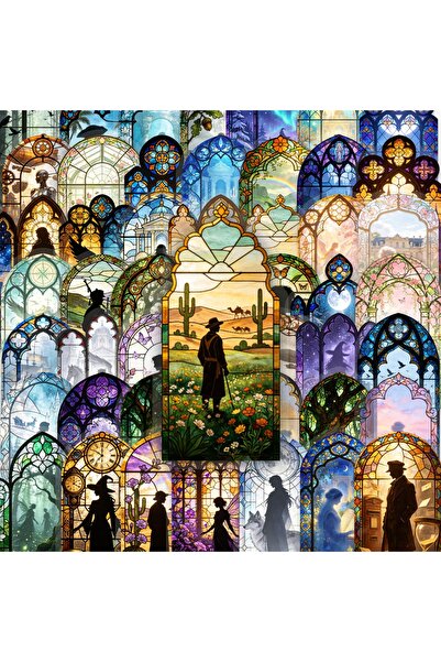 Choice1 50pcs x2 50 PCS Exquisite Clear Stained Glass Silhouette Stickers Dre...