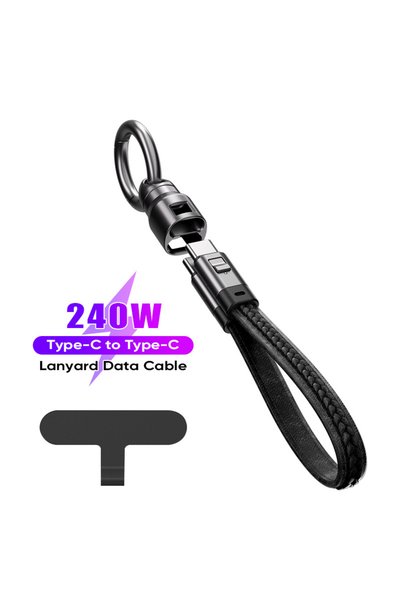 Choice black 240W Fast Charger Cable Phone Charms Leather Keychain Portable T...