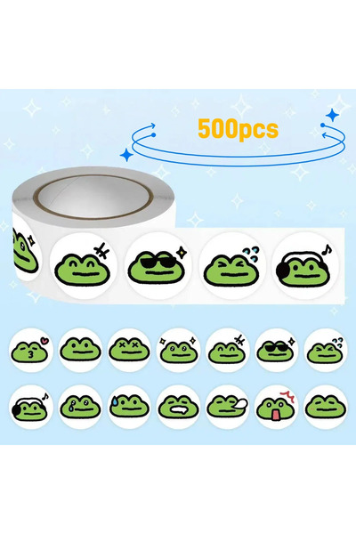 Choice1 500 قطعة ملصقات كرتونية لطيفة على شكل ضفدع - 500 قطعة ملصقات ذاتية ال...