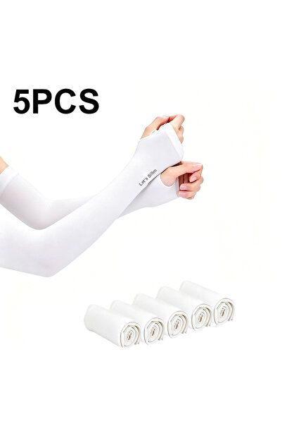 choice2 White 5pcs 3/5PCS Arm Sleeves for Sun Protection Men's and Women's El...