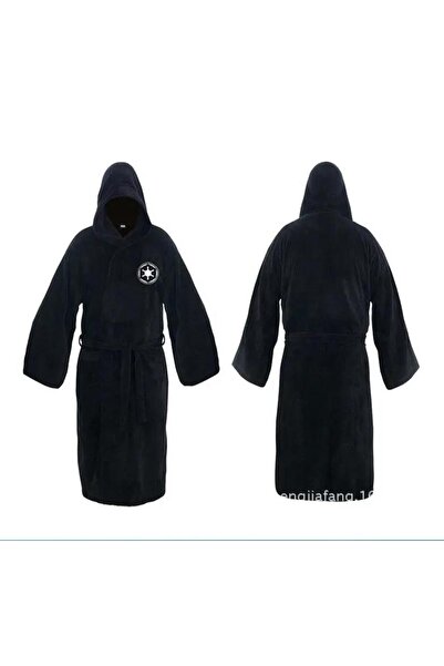 Choice1 L Black Jedi Cosplay Nightgown Male Homewear Flannel Robe Male With H...