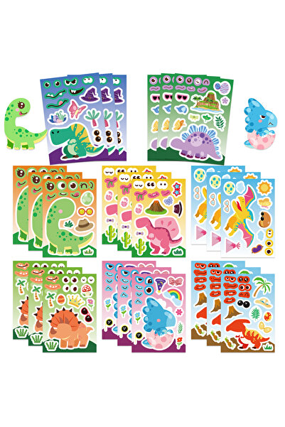 Choice 16PCS 8/16/24Pcs Make a Face Dinosaur Puzzle Stickers Cartoon Assemble...