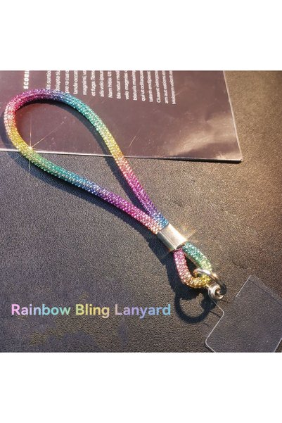 Choice6 PE Rainbow n Rhinestone Phone Lanyard | Bling Crystal Wrist Strap for...