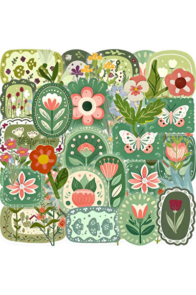 Choice 30PCS 10/30/50pcs Vintage Floral Plant Cartoon Stickers Aesthetic Wate...